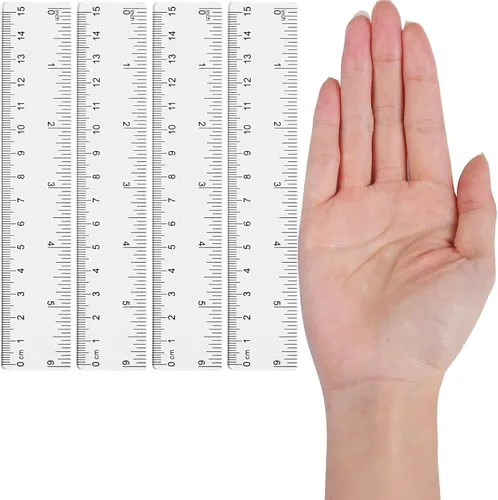 Vista 4 de Zonon 6 reglas métricas rectas flexibles de plástico transparente de 6 pulgadas con centímetros y pulgadas, herramienta de medición de dibujo