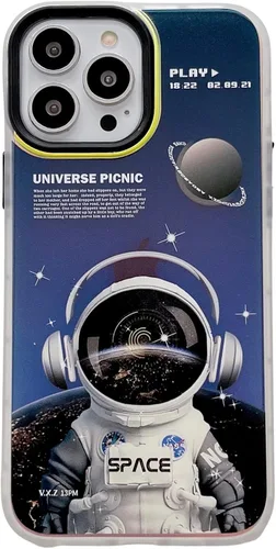 Vista 11 de Yonds Queen Funda compatible con iPhone 11, diseño elegante de caricaturas de astronauta espacial y luna con purpurina láser, elegante protección