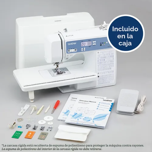 Vista 7 de Brother Máquina de coser y acolchar, computarizada, 165 puntadas integradas, pantalla LCD, mesa ancha, 8 pies prensatelas incluidos, blanco, 20x12x17