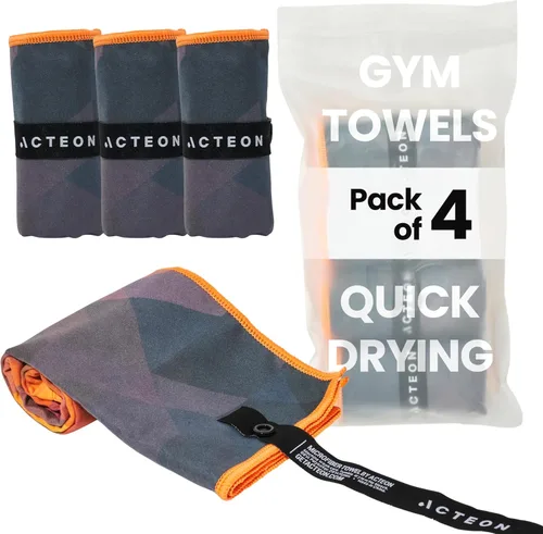Vista 11 de Acteon Toalla de gimnasio de microfibra de secado rápido, paquete de 4 unidades, sin olor, toallas de entrenamiento súper absorbentes, sudor corporal