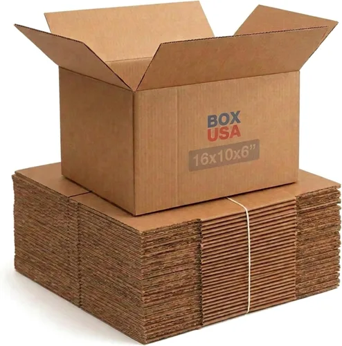 BOX USA Cajas de envío de 16 pulgadas de largo x 10 pulgadas de ancho x 6 pulgadas de alto, paquete de 25 cajas de cartón corrugado medianas para