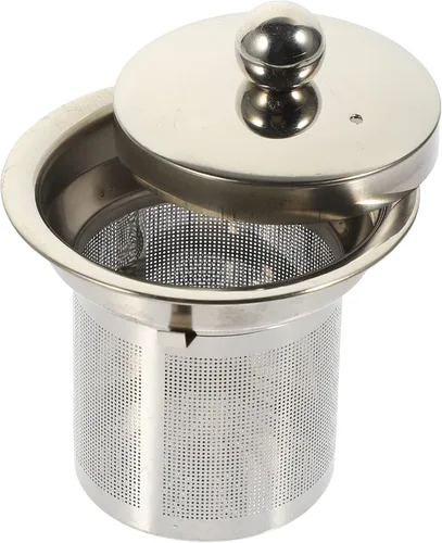 Vista 10 de Infusor de té de acero inoxidable con tapa de doble función, colador de malla extra fina para té de hojas sueltas a prueba de calor, asas dobles