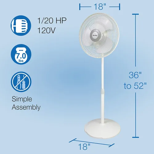 Vista 6 de Air King 9126 16-Inch Adjustable Oscillating Pedestal Fan