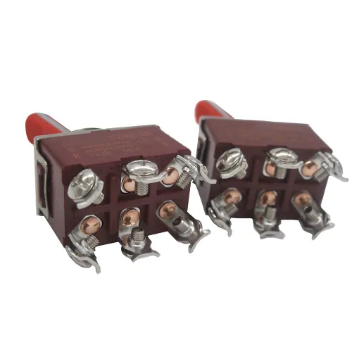 Vista 3 de mxuteuk Interruptor de palanca basculante de servicio pesado, 2 unidades, 15A, 250V, DPDT, interruptor de encendido/encendido con 2 PC rojas, mango