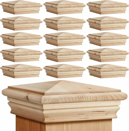 Vista 7 de Geetery 1 tapa de poste de madera de 6 x 6 pulgadas (real 5.5 x 5.5 pulgadas), tapa de poste de valla para valla de 5-5/8 pulgadas, tapas de Cedro