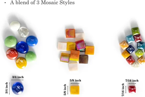 Vista 3 de Lanyani Paquete de Gran Valor de 2.2 Libras de Azulejos de Mosaico de Vidrio a Granel para Manualidades de Bricolaje, Varias Piezas de Azulejos
