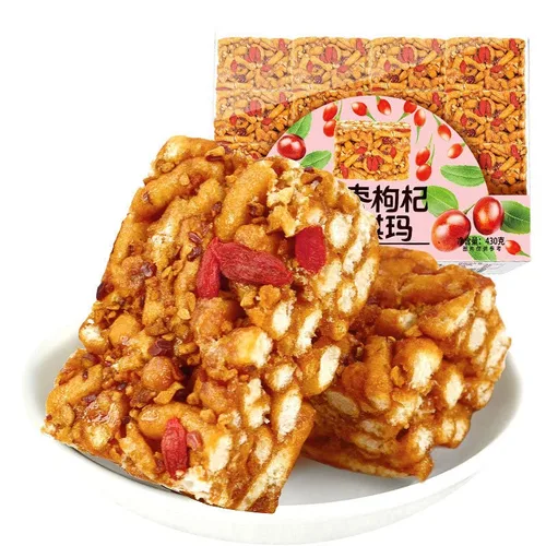 Vista 4 de Pastel de sésamo con sabor a nuez y azúcar negro, bocadillo de Shachima, frutos secos saludables, 15.17 oz (azúcar negro)