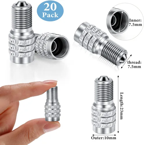 Vista 2 de Paquete de 20 tapas de vástago de válvula de neumático con doble sello, de Talew, para inflar válvulas de neumáticos con flujo de aire