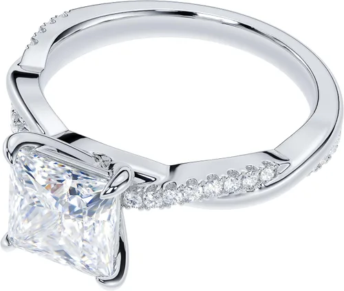 Vista 3 de THELANDA Anillo de compromiso de moissanita genuina de plata de ley de 4 puntas con diseño de vid torcida pequeña de 2 quilates