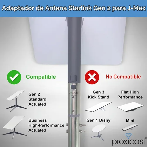 Vista 2 de Proxicast Adaptador de Antena Starlink para Monturas de Antena J-Max - Acoplador de Acero Inoxidable para Antena de Plato Satelital Rectangular