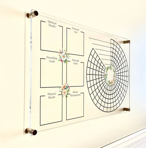 Vista 2 de Large Clear Acrylic Habit & Goal Tracker for wall Dry-Erase Message White Board Calendar Wall Mounted Office Home Family Organization Tools Must