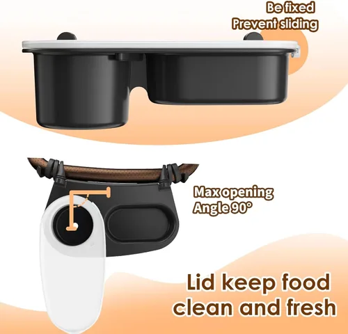 Vista 4 de Bandeja universal para bocadillos para cochecito con portavasos y tapa a prueba de derrames, se adapta a cochecitos, sillas altas, cochecitos