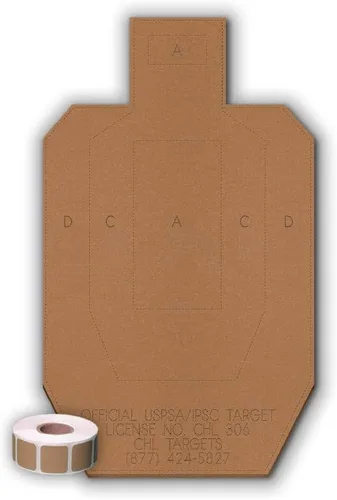 Vista 23 de Objetivos oficiales de cartón USPSA/IPSC, objetivo de torso para competición, objetivo de tiro de silueta, objetivos de cartón. Fabricado en EE. UU