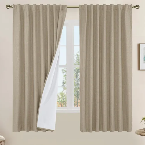 Vista 16 de LAMIT Cortinas opacas cortas de lino de 30 pulgadas para ventanas de cocina sobre el fregadero, cortinas de café texturizadas de lino marfil