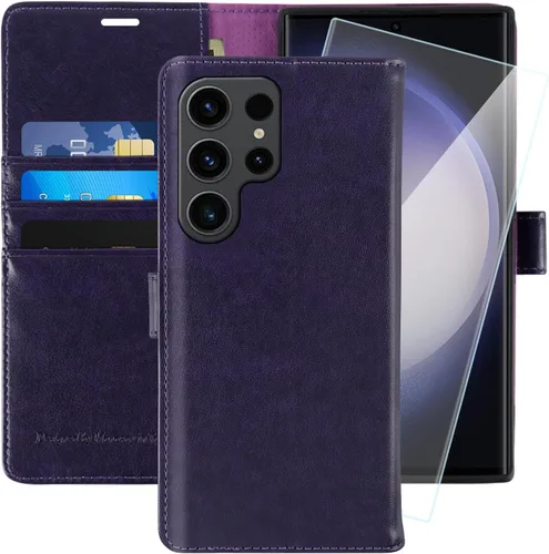Vista 36 de MONASAY Funda tipo cartera compatible con Galaxy S23 5G, bloqueo RFID, funda de piel con tapa para teléfono celular con soporte para tarjeta de Negro