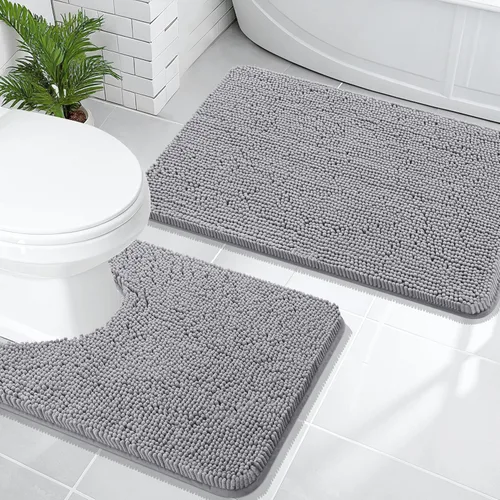 Vista 135 de OLANLY Juego de 2 alfombras de baño de felpilla suave y absorbente, antideslizantes, de secado rápido, lavables a máquina, accesorios de decoración