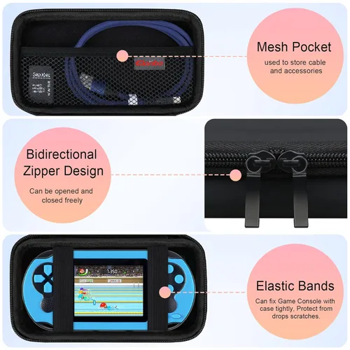 Vista 3 de Elonbo Carrying Case for TEBIYOU/ Great Boy/ Beico Handheld Game Console Retro Video Games, Portable Gaming Player Travel Storage Cover, Mini Arcade