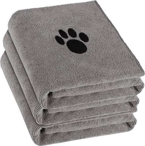 Vista 8 de Puomue Paquete de 3 Toallas de Microfibra para Perros para Secar Perros, Toalla de Aseo para Mascotas Súper Absorbente y Suave, 101.6 cm X 60 cm