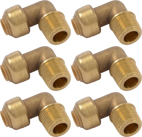 Vista 9 de SharkBite Codo de lavavajillas de 90 grados de 1/2 pulgada x 3/8 pulgadas, MNPT, empuje para conectar accesorios de plomería de latón, tubo PEX