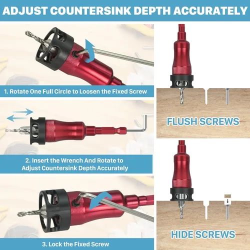 Vista 4 de KEENTECH Juego de brocas avellanadas 10 en 1, Diámetro de broca de 2.8/3.2/3.5/4.0 mm x Diámetro avellanado de 8/10 mm, Brocas avellanadas M2 HSS