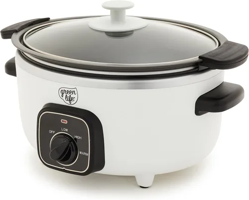 Vista 13 de GreenLife 3.5QT Olla de cocción lenta, cerámica antiadherente sin PFAS ni tóxicos, recipiente interior extraíble, programable, función mantener