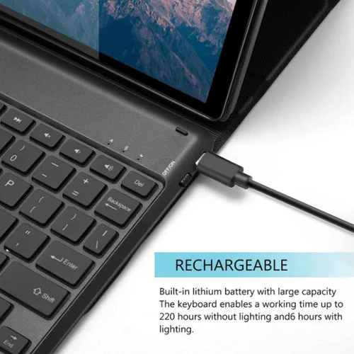 Vista 2 de Funda de teclado retroiluminada con panel táctil para Honor Pad 8 de 12 pulgadas 2022 (HEY-W09), funda inteligente liviana y delgada con soporte