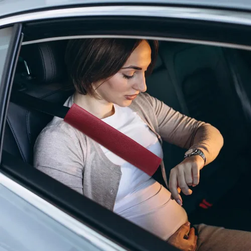 Vista 4 de Fundas para cinturón de seguridad de automóvil para adultos, almohadilla de hombro de cuero suave para cinturón de seguridad, protector de cojín