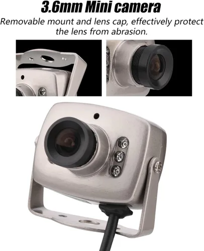 Vista 4 de Mini cámara CCTV analógica con cable, lente gran angular de 0.142 in, cámara de vigilancia de audio y video para estacionamiento de hotel