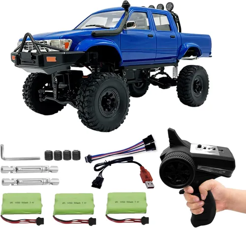 Vista 11 de WPL D12 Camión RC 1/10 RC Rastreador 2.4G Coches RC de Derrape Pickup con 3 piezas de Batería Mejorada de 1200mah Control Remoto Camión Rastreador