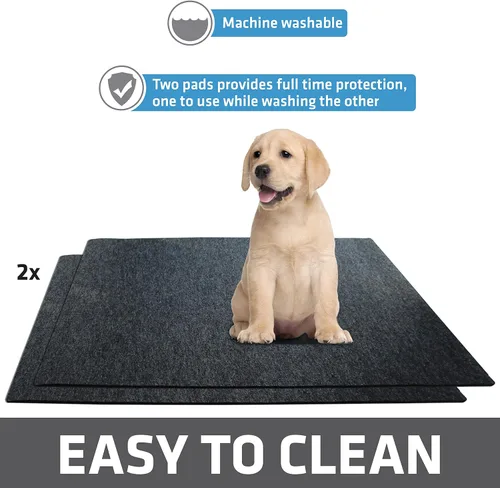 Vista 4 de Drymate Paquete de 2 almohadillas lavables para orina de perros (29"x36"), impermeables, absorbentes, antideslizantes, reutilizables, alfombrillas