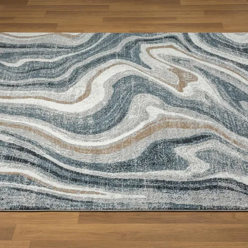 Vista 8 de LUXE WEAVERS - Alfombra abstracta con patrón de mármol azul remolino 5 x 7 pies