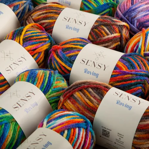 Vista 5 de Sensy Roving - Ovillo de lana multicolor, 3.5 onzas, 132 yardas, calibre 5, voluminoso (otoño)