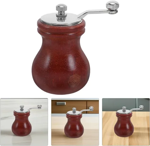 Vista 7 de Molinillo de sal de pimienta manual de madera, núcleo de cerámica marrón claro, herramienta de molienda recargable para sal marina del Himalaya