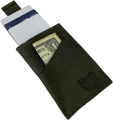 Vista 5 de Hide & Drink, Cartera de cuero suave y funda para tarjetas, hecha a mano, incluye 101 años de garantía (jade oscuro)