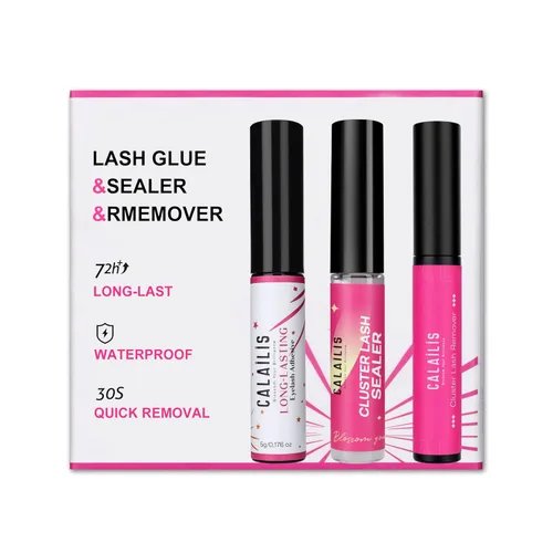 Vista 11 de CALAILIS - Pegamento para pestañas, pegamento para pestañas en racimo, pegamento para extensión de pestañas, unión súper fuerte de 48 horas