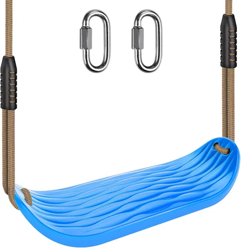 Vista 10 de BeneLabel Asiento de columpio resistente con cuerda ajustable, asientos de columpio de plástico para niños, asiento de columpio negro de repuesto