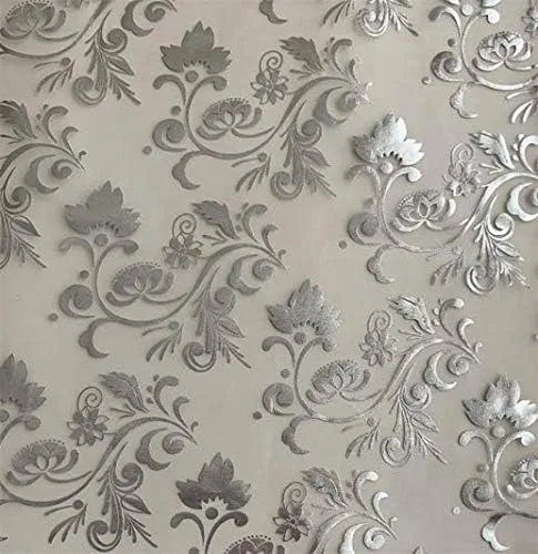 Vista 2 de Bufanda metálica con estampado de papel de aluminio, cenefa con hojas, bufanda transparente de 4 yardas