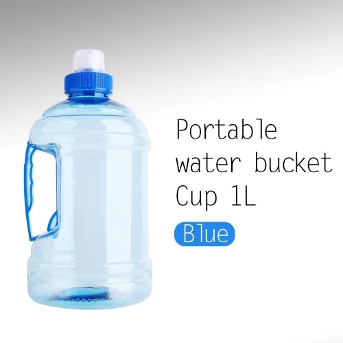 Vista 6 de Cyrank Botella de agua grande, jarra de agua de 1 litro con asa, botella deportiva transparente, reutilizable, de plástico, a prueba de fugas