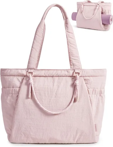 BAGSMART Bolsa de yoga y pilates para mujer con asas, bolsa de gimnasio Rosa bebé