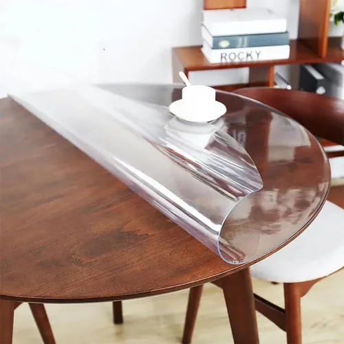 Round Clear Plastic Tablecloth Table Protector Furniture Circle Cover Vinyl Waterproof Wipeable PVC Water Heat Resistant for Dining Bed Side Table