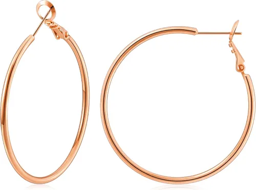 Vista 45 de Gacimy Aretes de aro de oro para mujer, aros finos chapados en oro de 14 Negro
