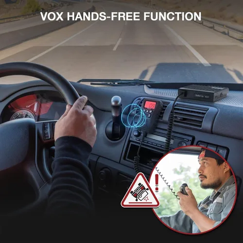 Vista 3 de Radioddity CS-47 Radio CB pequeña, AM/FM, 40 canales, microhone de una mano con reducción de ruido de altavoz, gran pantalla LCD retroiluminada de 7