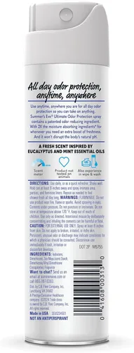 Vista 7 de Summer's Eve Ultimate Odor Control - Spray femenino diario con fórmula sin talco, reducción de olores y absorción de humedad, 2 onzas