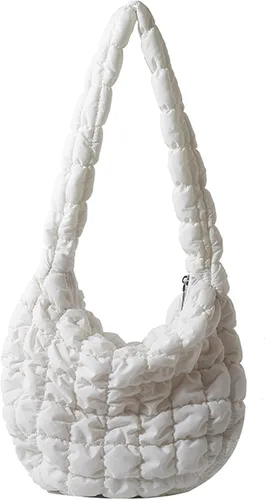 Bolsa acolchada para mujer, bolsa de hombro acolchada, bolso grande tipo hobo ligero, de nailon acolchado