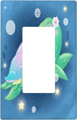 Vista 54 de Placa de interruptor de luz de tortuga marina de 1 banda, placa de pared basculante individual, placa decorativa eléctrica GFCI para decoración