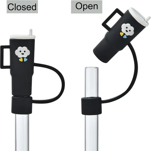 Vista 8 de ALINK Paquete de 4 popotes de repuesto y cubiertas para popotes Stanley de 40 onzas y 30 onzas, popotes transparentes de plástico reutilizables