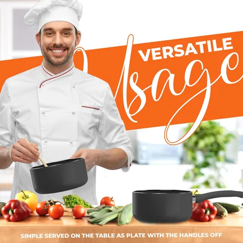 Vista 6 de Utopia Kitchen, olla antiadherente de 2 cuartos con tapa de cristal, multiusos, para el hogar, cocina o restaurante