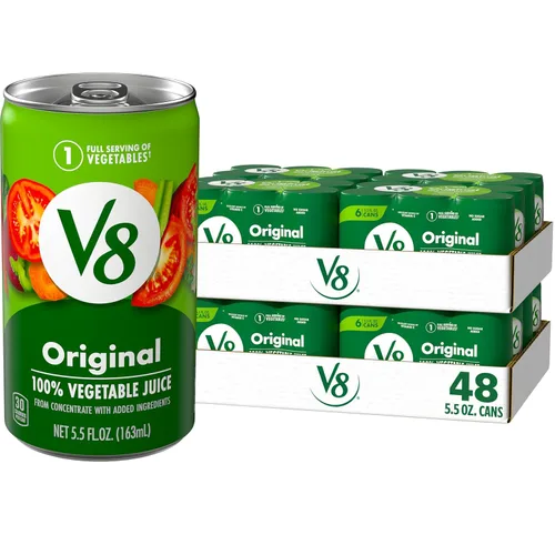 Vista 15 de V8 Jugo de verduras original bajo en sodio, 100% vegetal, lata de 11.5 onzas líquidas (paquete de 24)