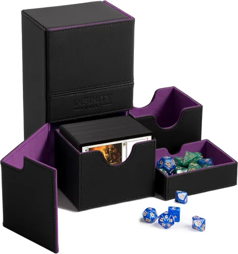 Vista 9 de Caja de cubierta MTG Commander con carga doble lateral y bandeja para dados – Estuche de cubierta Magic the Gathering Vault para TCG, Lorcana y más