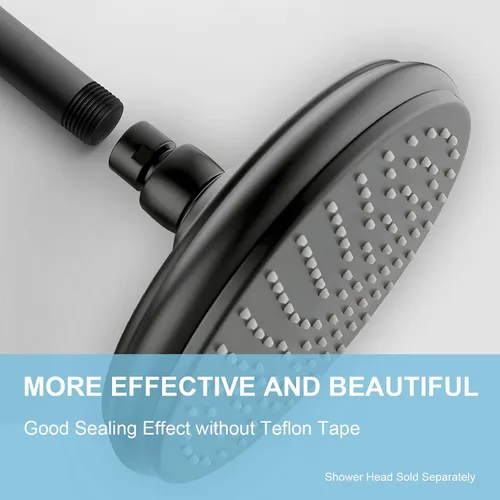 Vista 2 de OFFO Brazo de ducha con brida, 3 pulgadas montaje en techo cabezal de ducha de lluvia de repuesto brazo recto montado en techo para cabezal de ducha